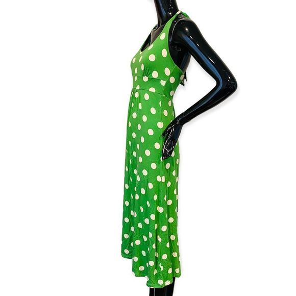 Boden Green Polka Dot Halter Dress Size 4L - Picture 4 of 6